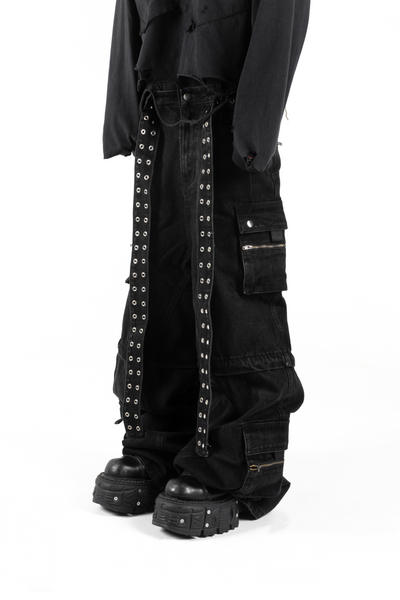 パンツ RAN select Belt cargo black denim パンツ RAN select Belt cargo black denim 即納】RAN select