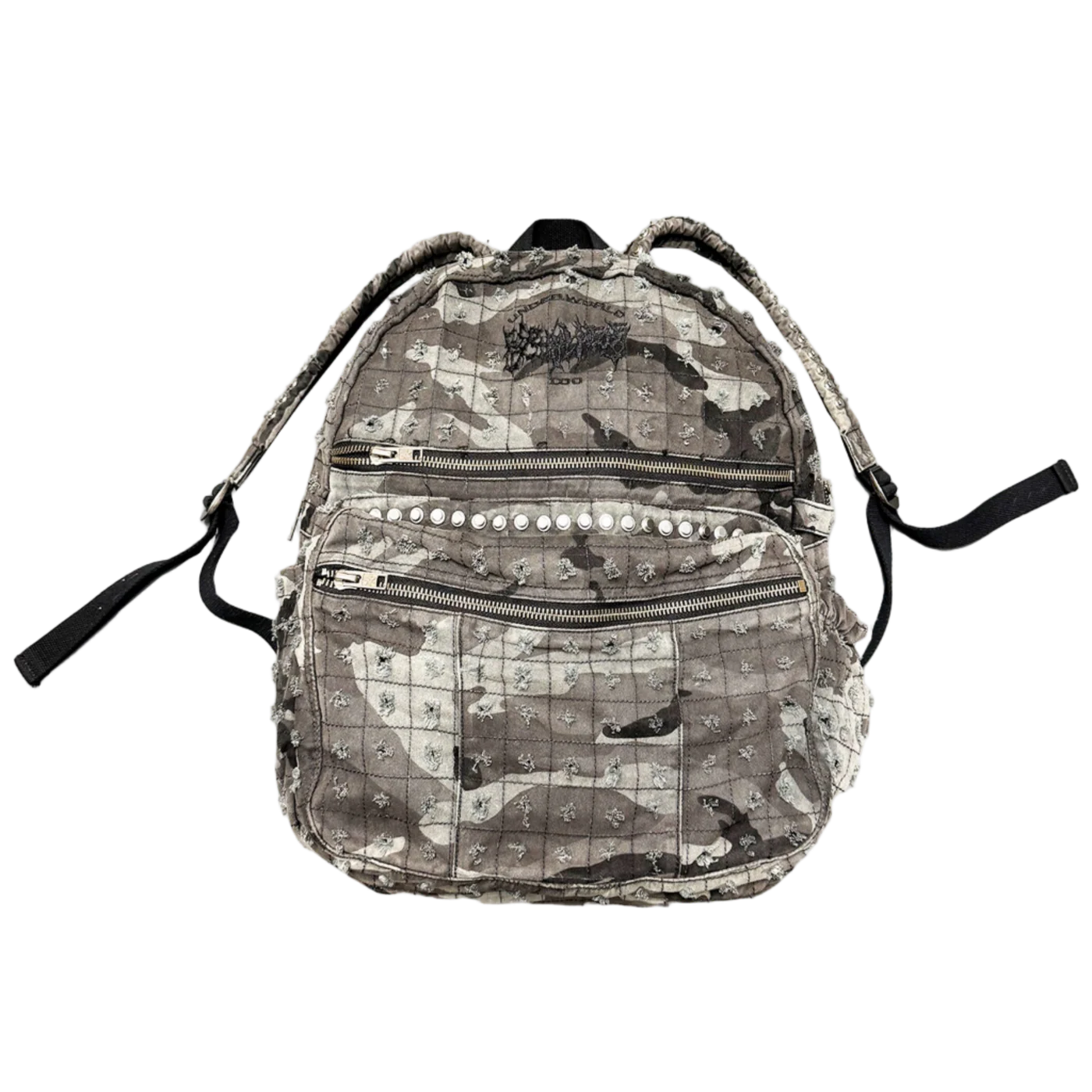 CAMMO TRASHED DENIM BACKPACK