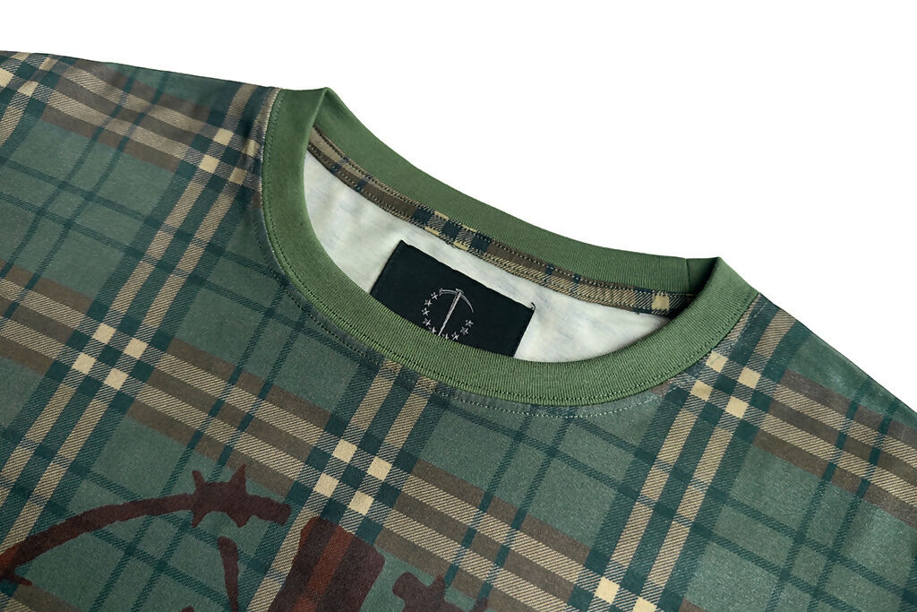 PLAID MONOGRAM ANTI-WAR AK PRINT LONG SLEEVE