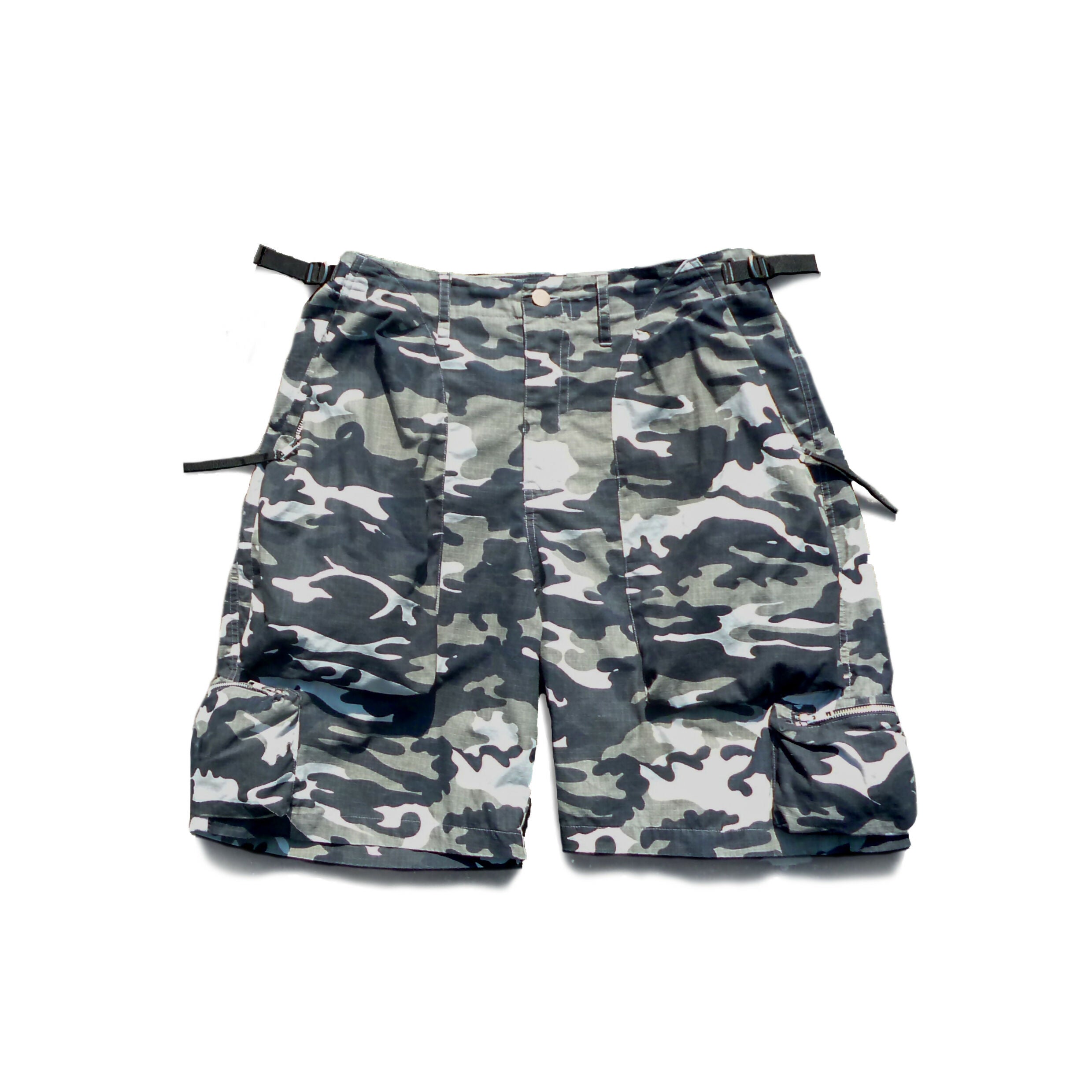 'Army' black white camo ripstop shorts