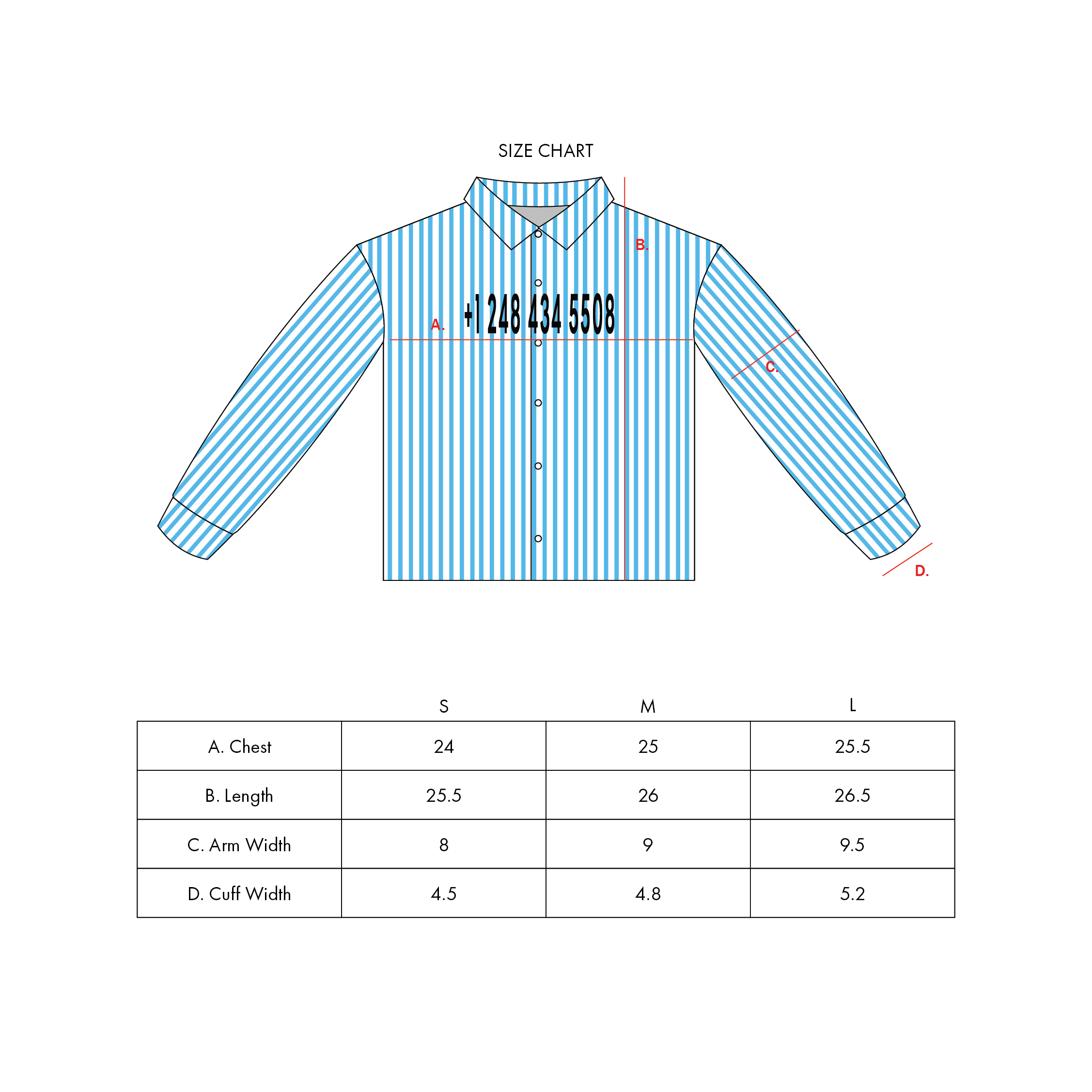 Joon Rick Shirt Size Chart