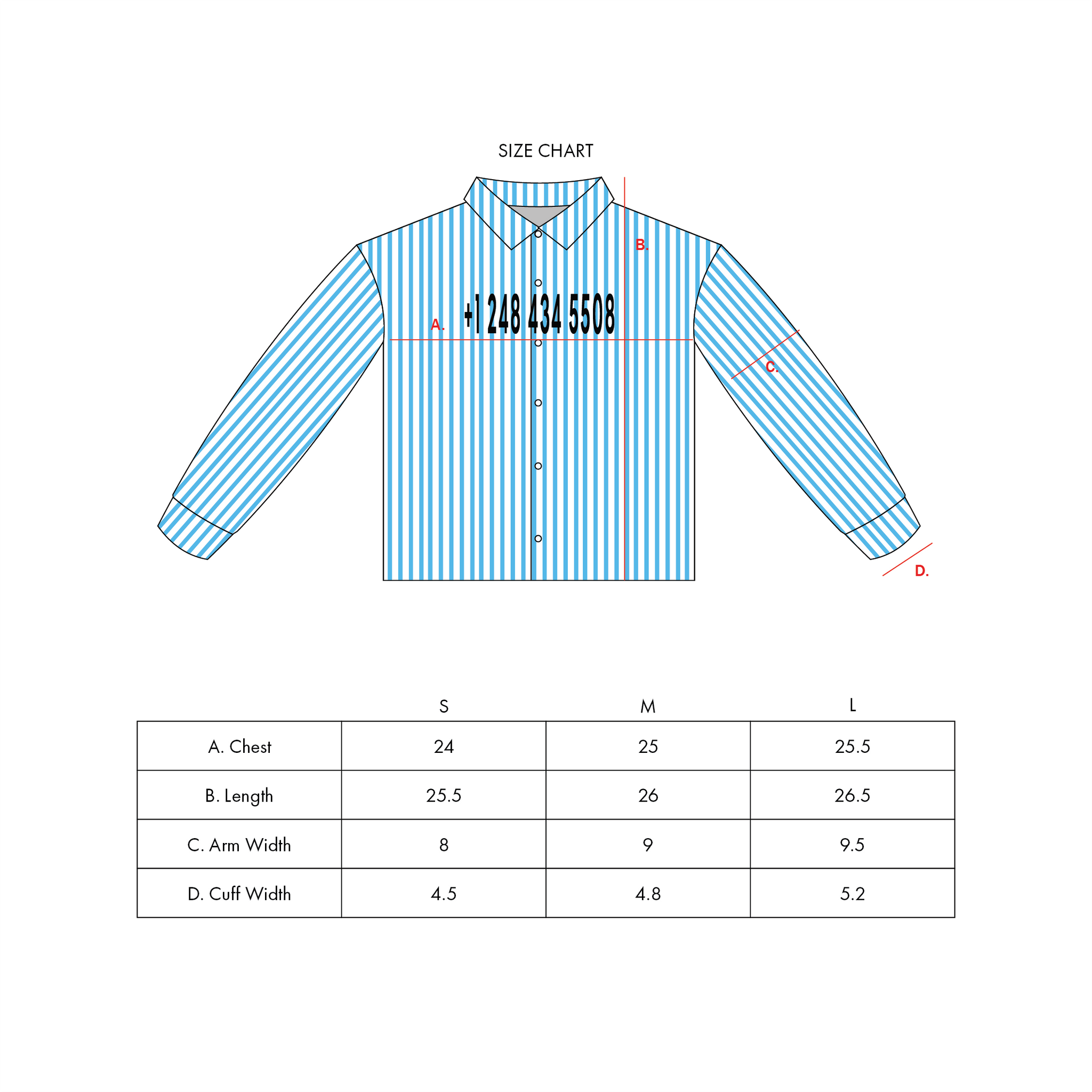 Joon Rick Shirt Size Chart