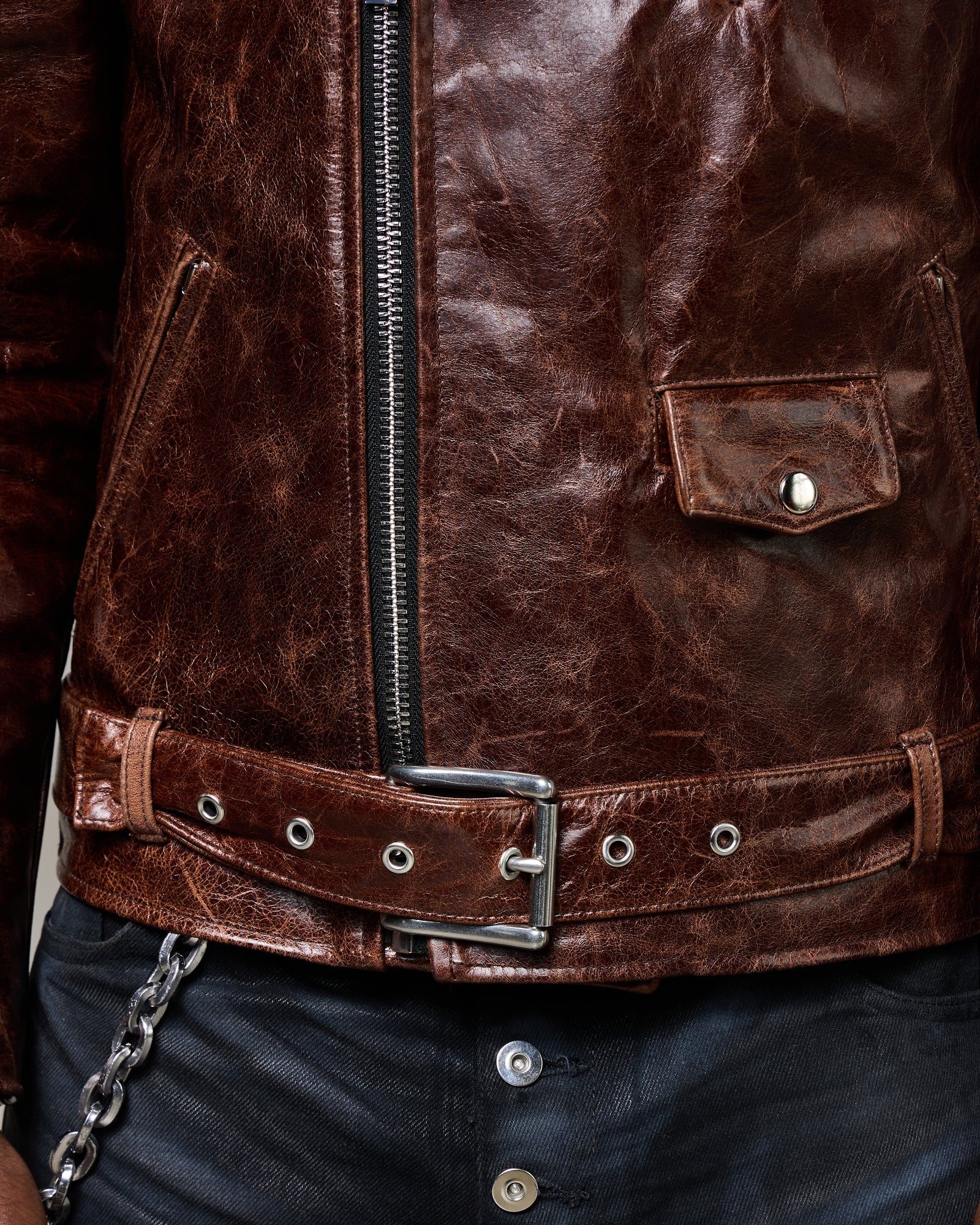 Decayed Brown Leather Jacket