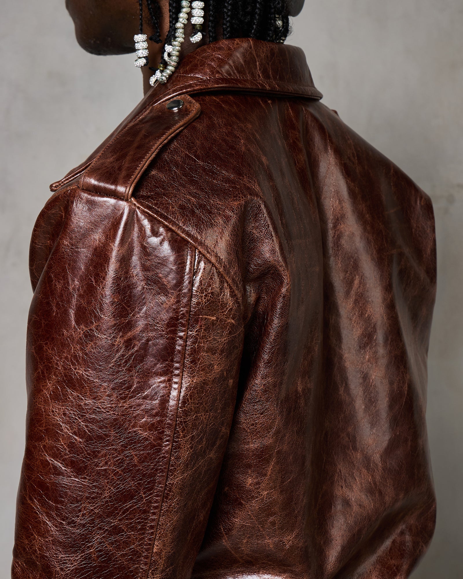 Decayed Brown Leather Jacket