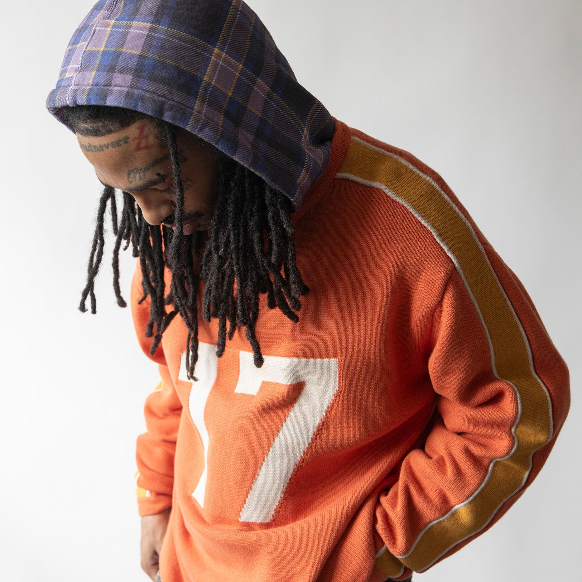 filthy® stripe knit sweater (orange)