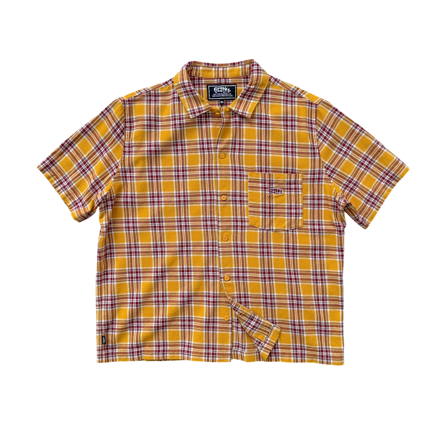 filthy® plaid button up (mustard)