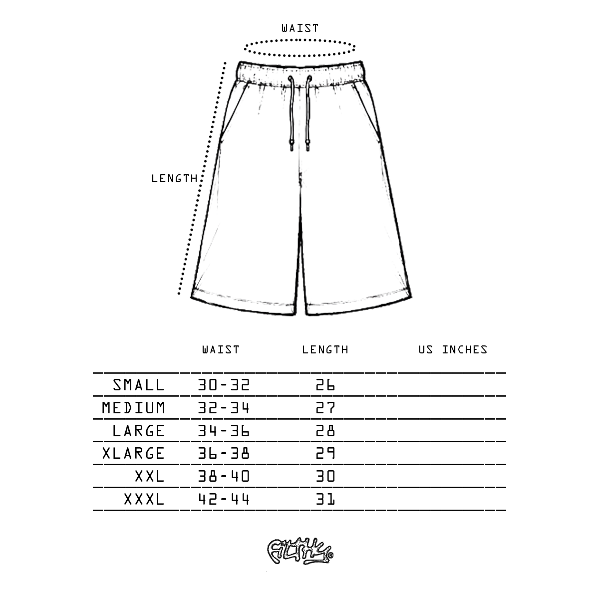 filthy® 17 varsity sweatshorts (faded black)