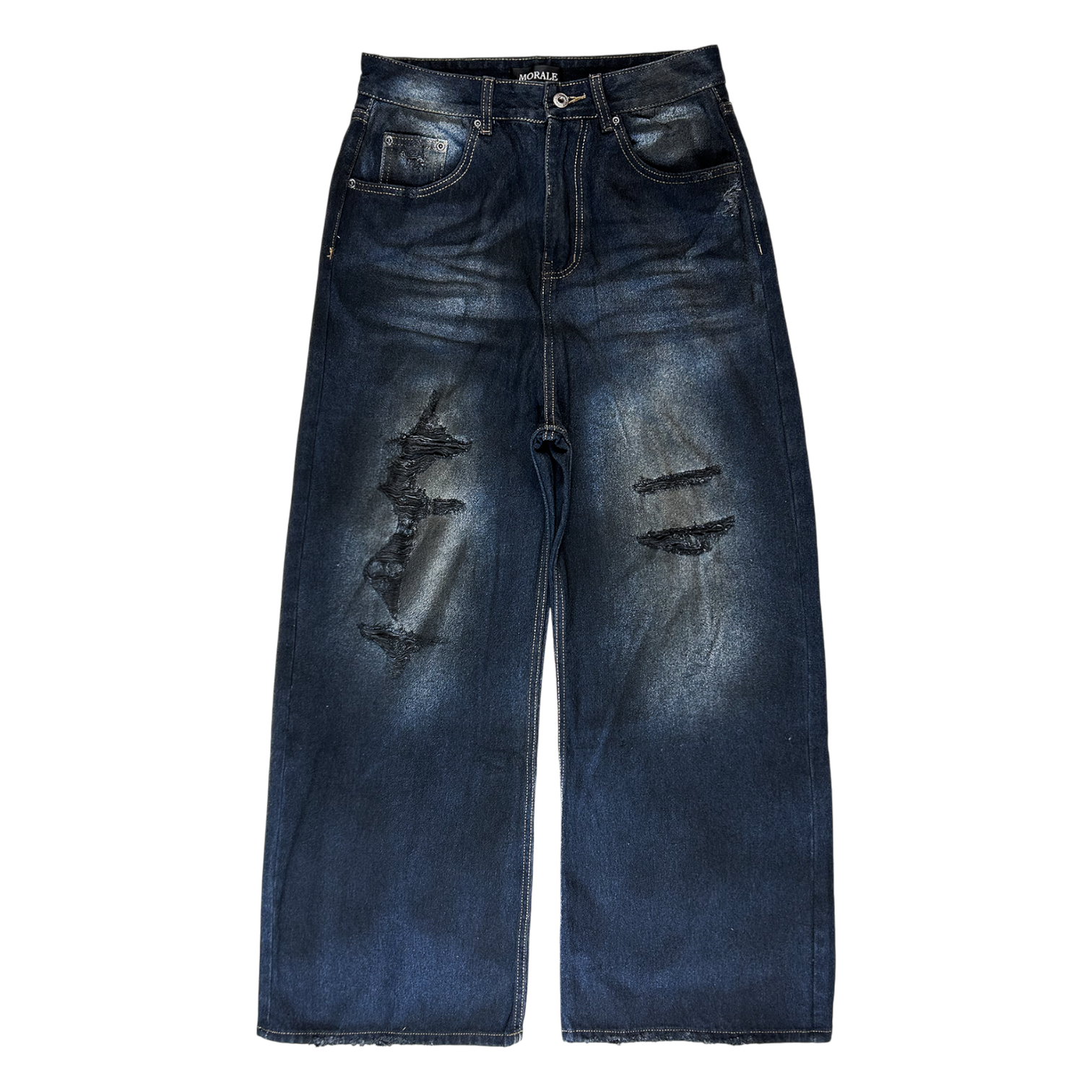 SPILLED OIL MIDNIGHT BLUE BAGGY JEANS