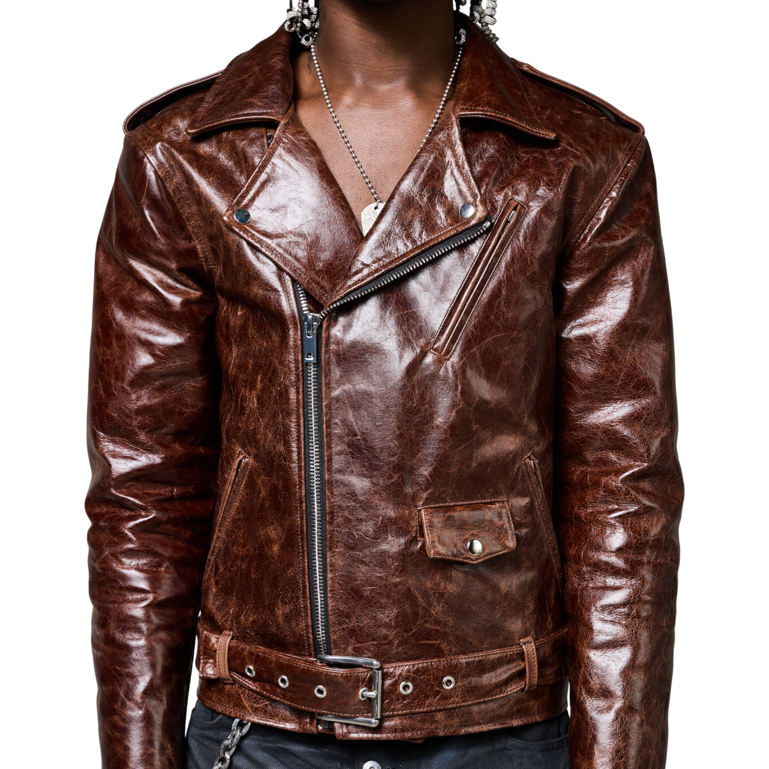 Decayed Brown Leather Jacket