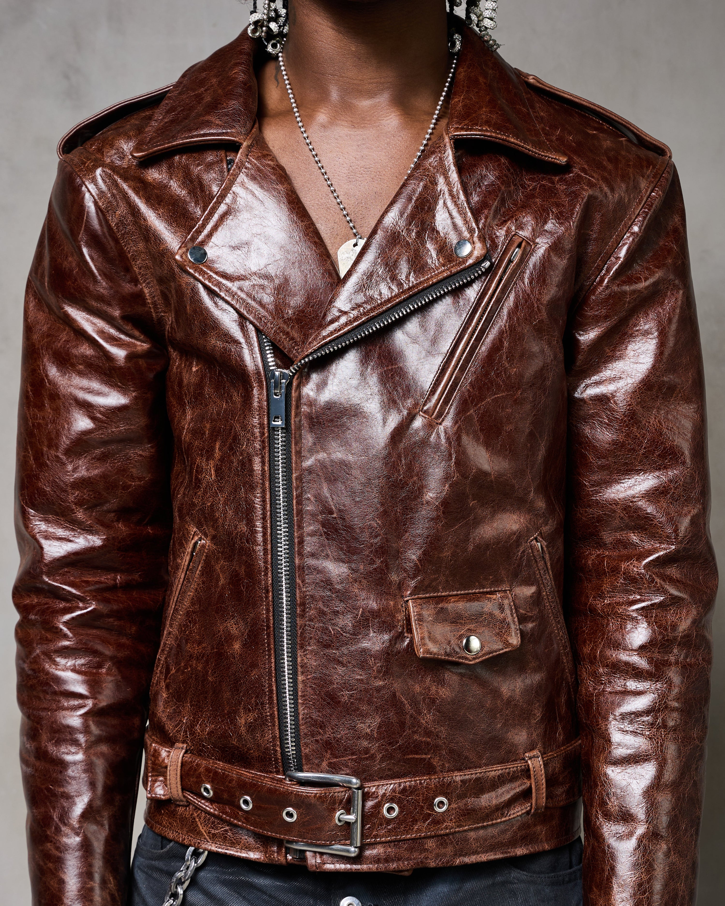 Decayed Brown Leather Jacket