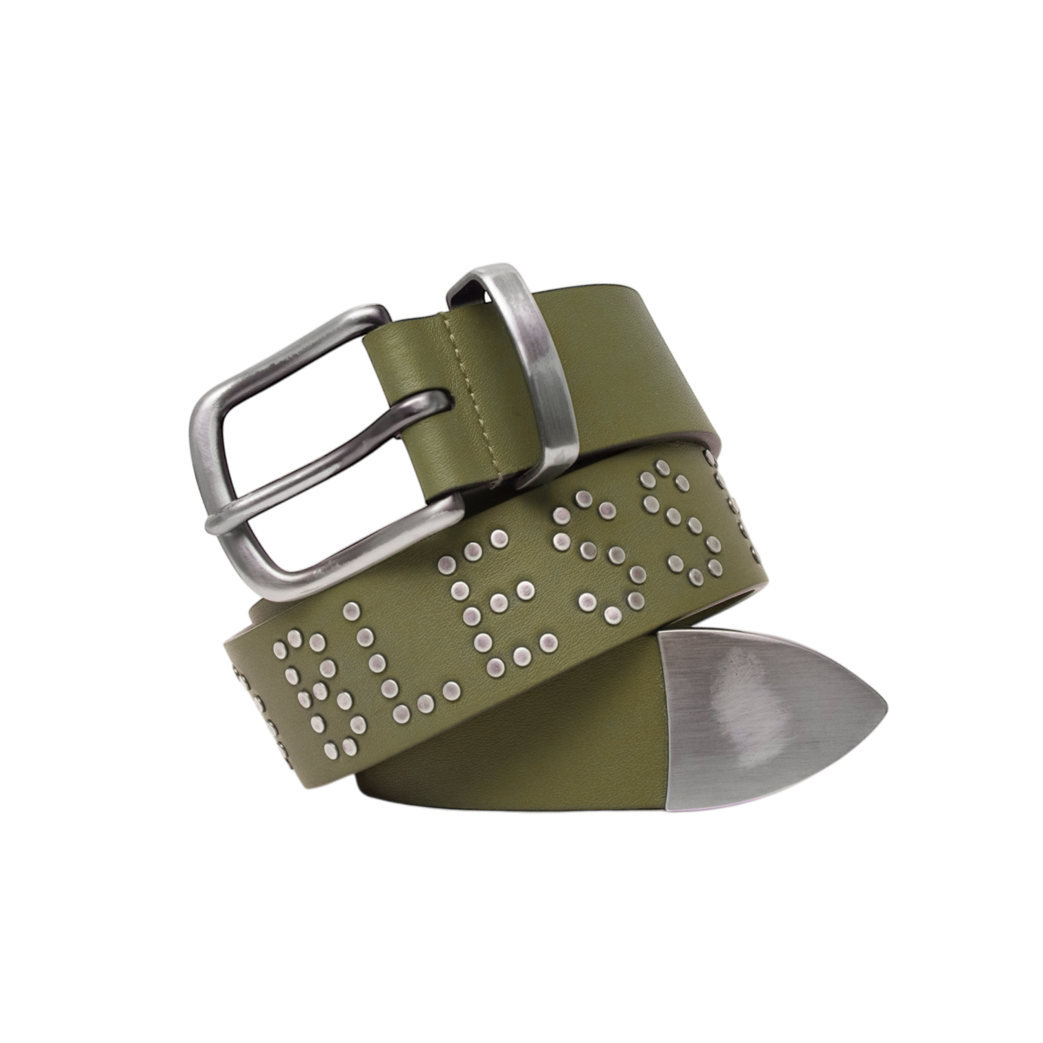 filthy riveted leather belt (army green)