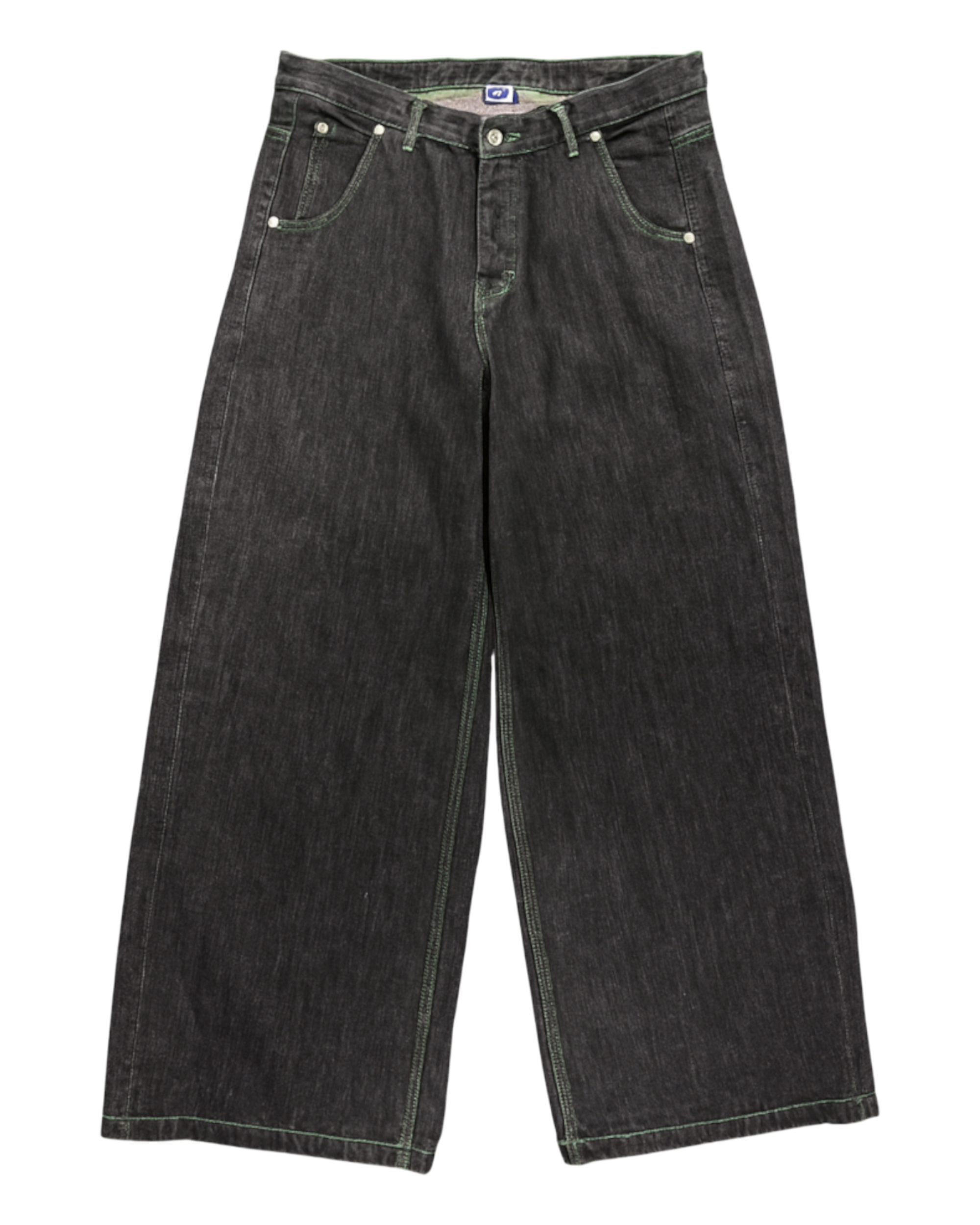 WIDE LEG SELVEDGE, DARK INDIGO/GREEN STITCH