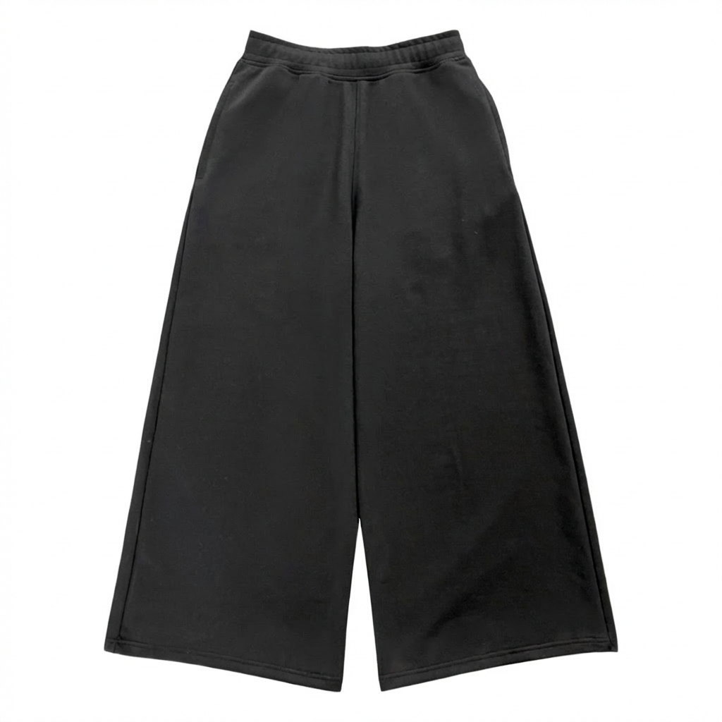 WIDE LEG SWEATS, BLACK