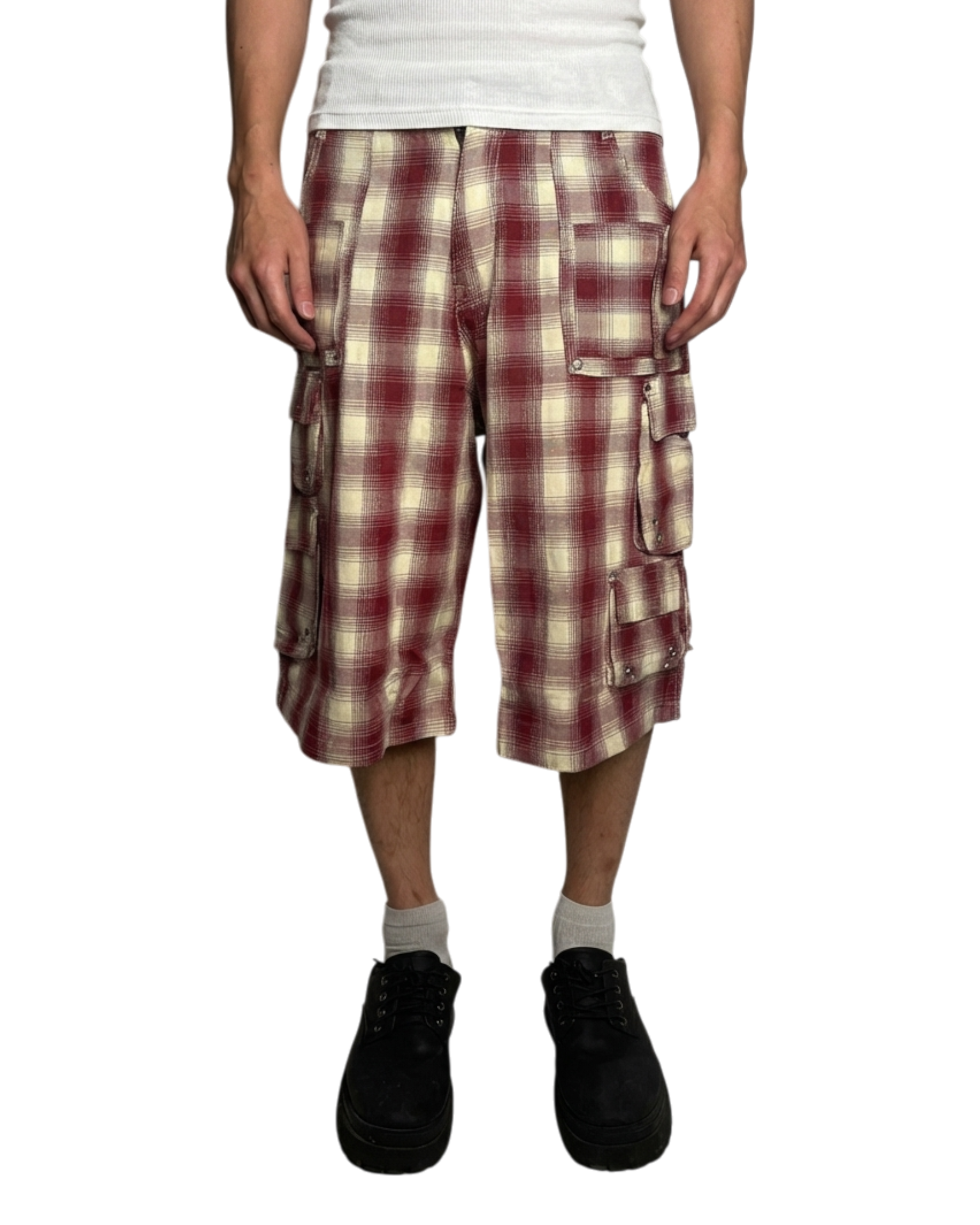 WOOL SHORTS, RED PLAID