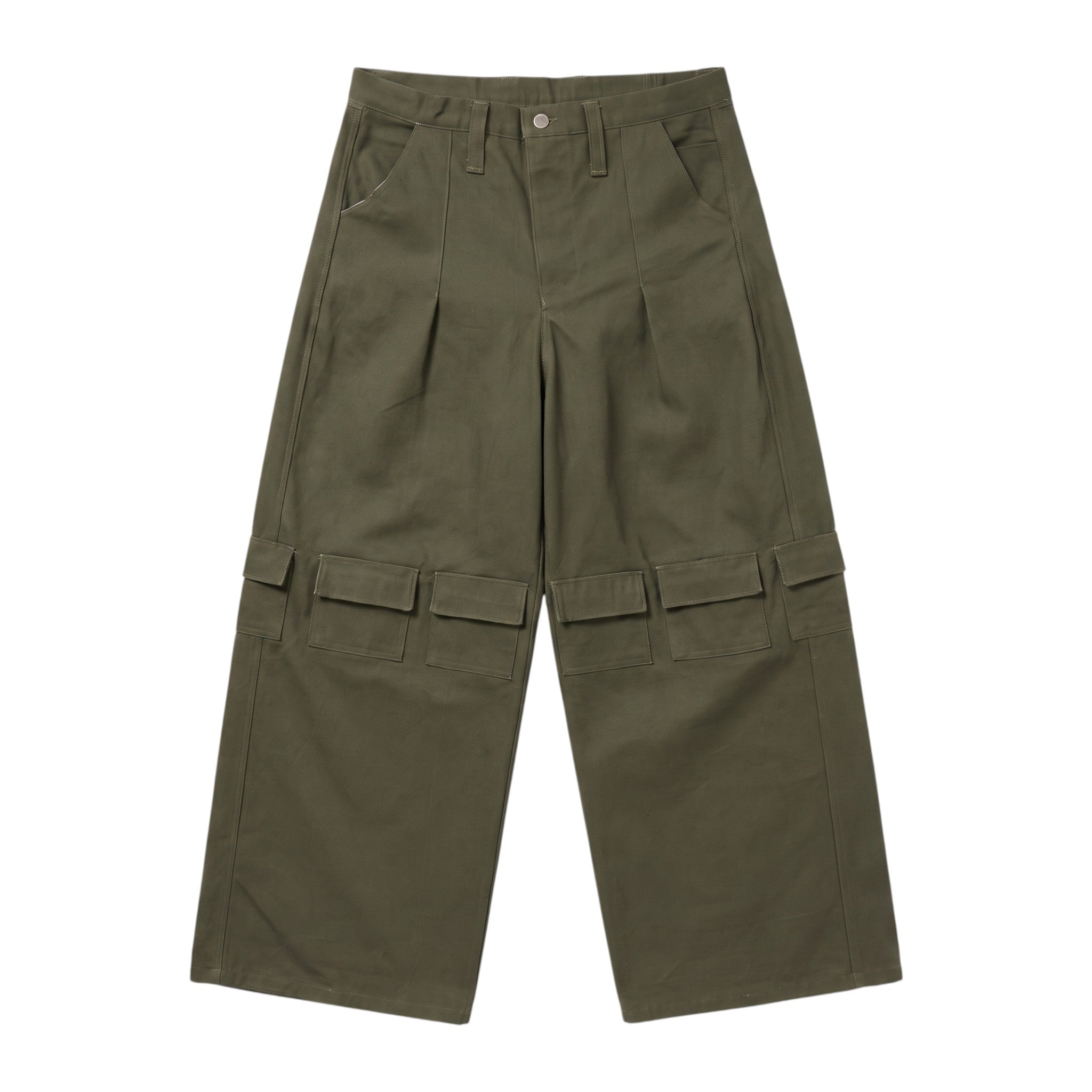 Olive pleated pocket pants