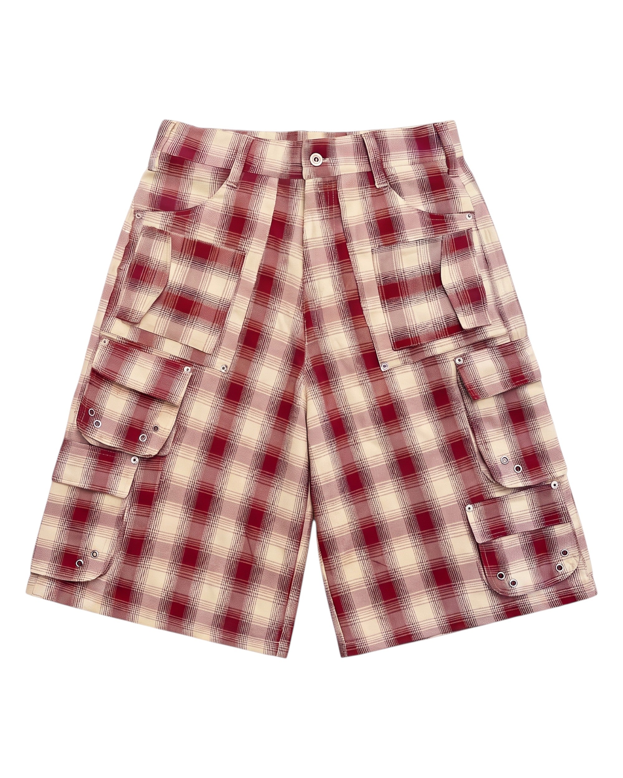 WOOL SHORTS, RED PLAID