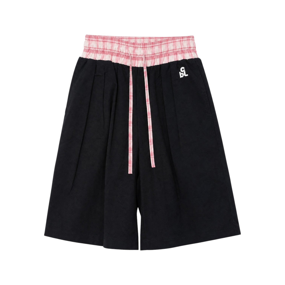Waistband Shorts, Pink Plaid