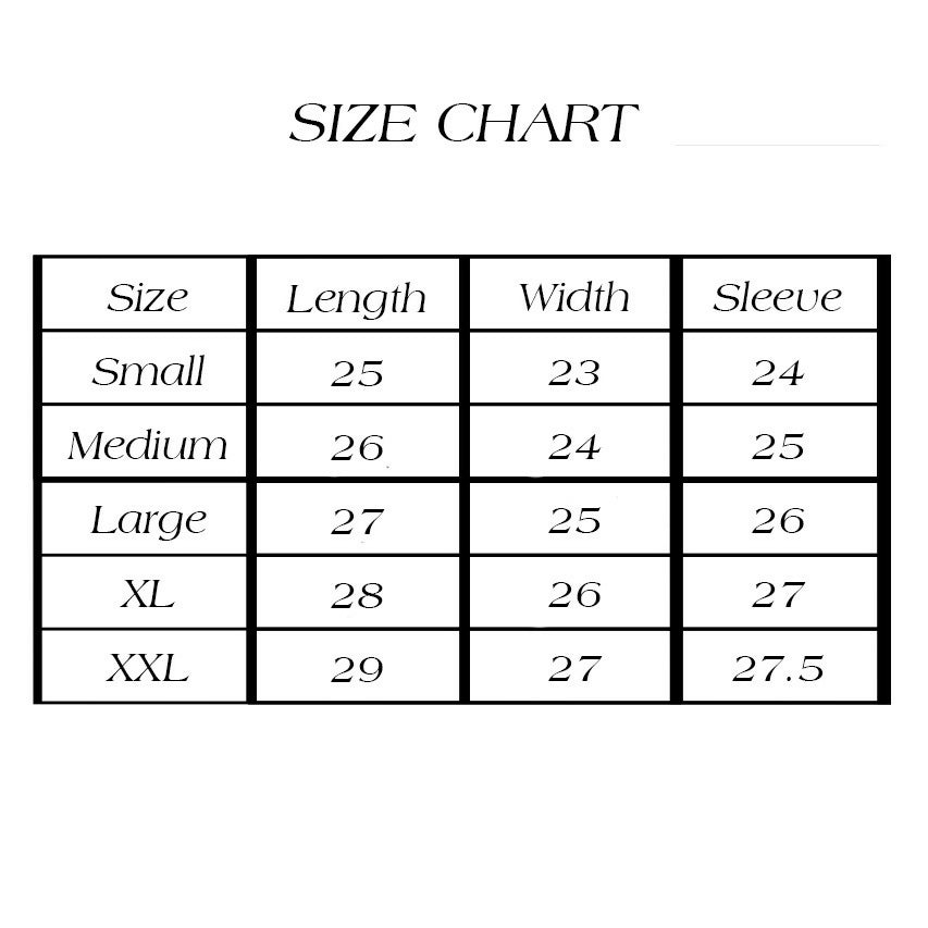 new hoodie size chart