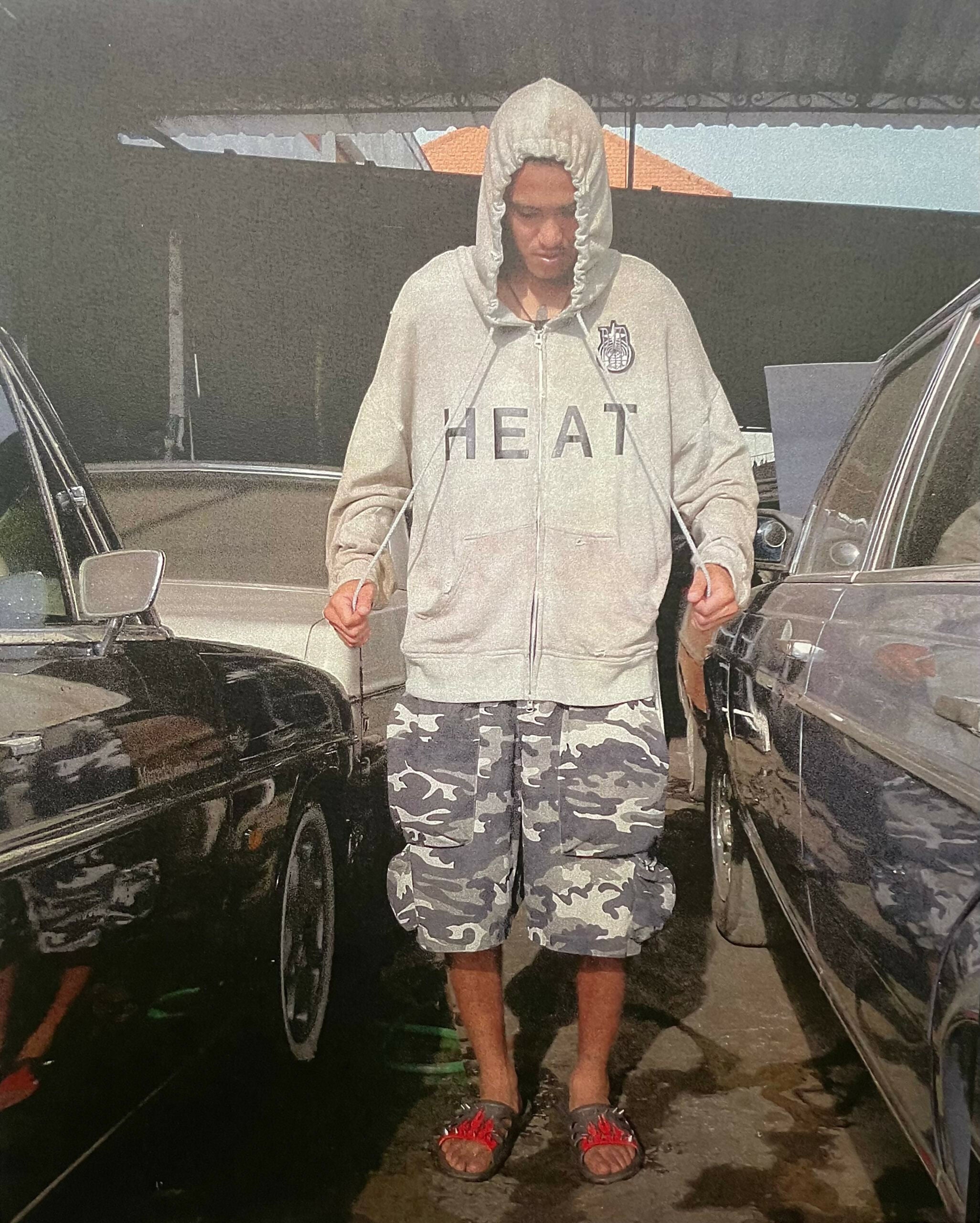 'HEAT' Distressed Zip Hoodie