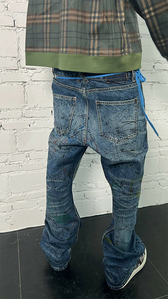 GRAFFITO STAFF NOTE WHISKER WASH JEANS