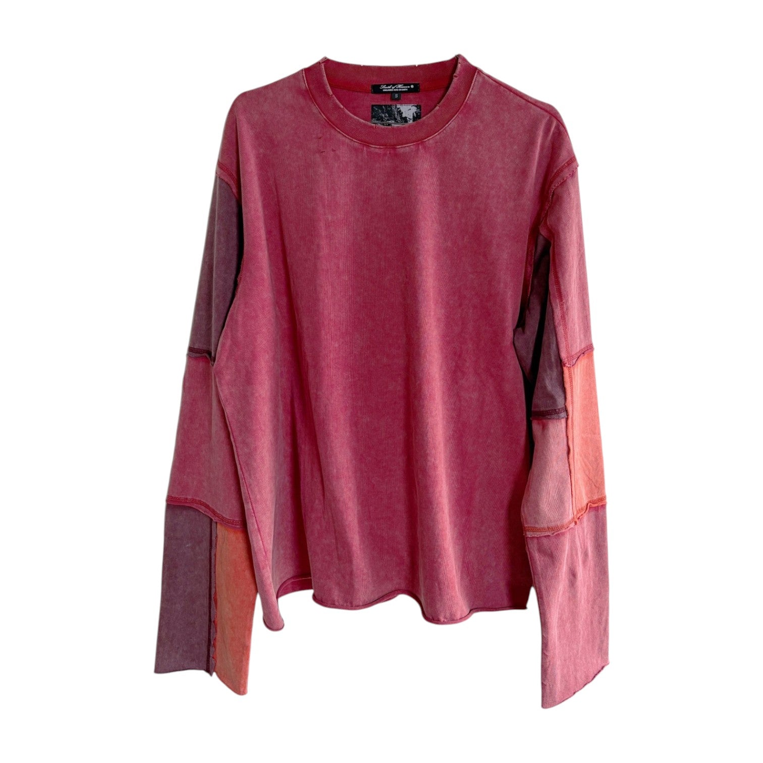 DISTRESSED PATCHWORK LONGSLEEVE - RUBY