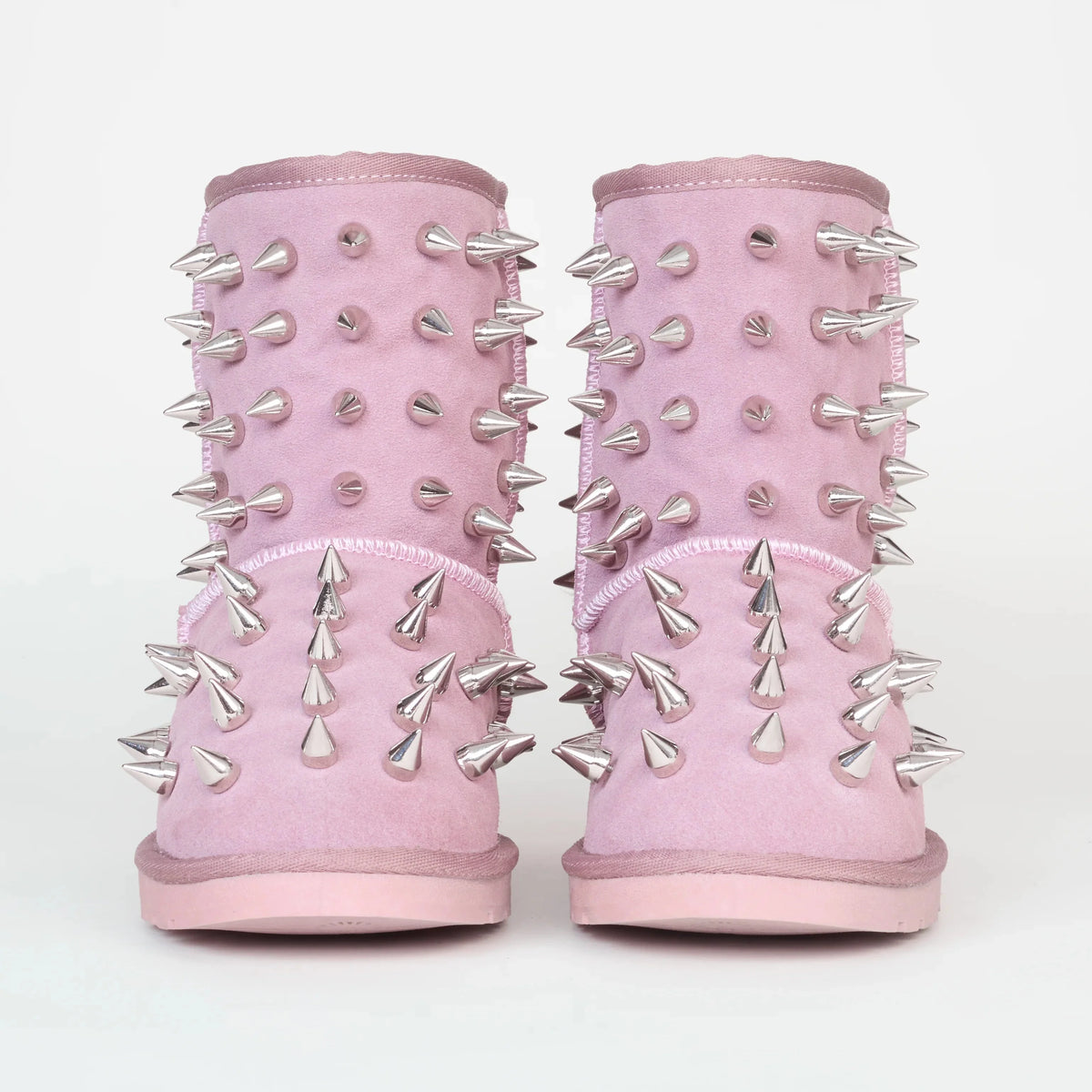 prngrphy Studded Suede Boot XL - GHOST PINK