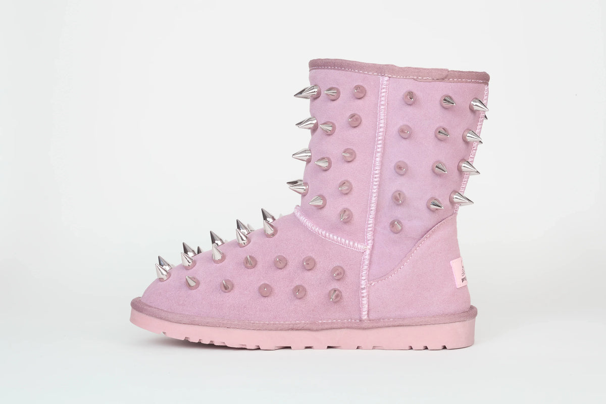 prngrphy Studded Suede Boot XL - GHOST PINK