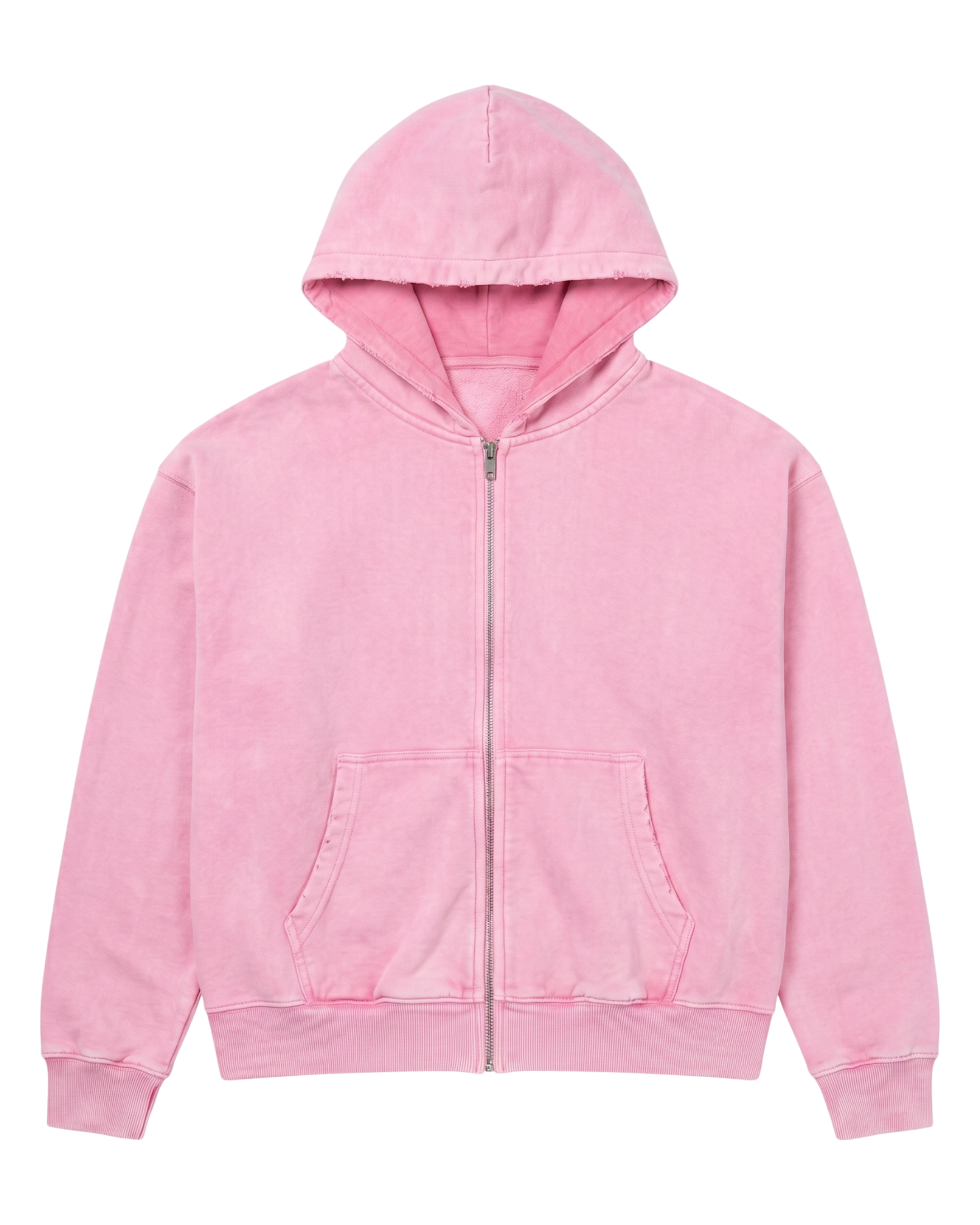 MIDWEIGHT ZIP-UP HOODIE, PINK, DISTRESSED