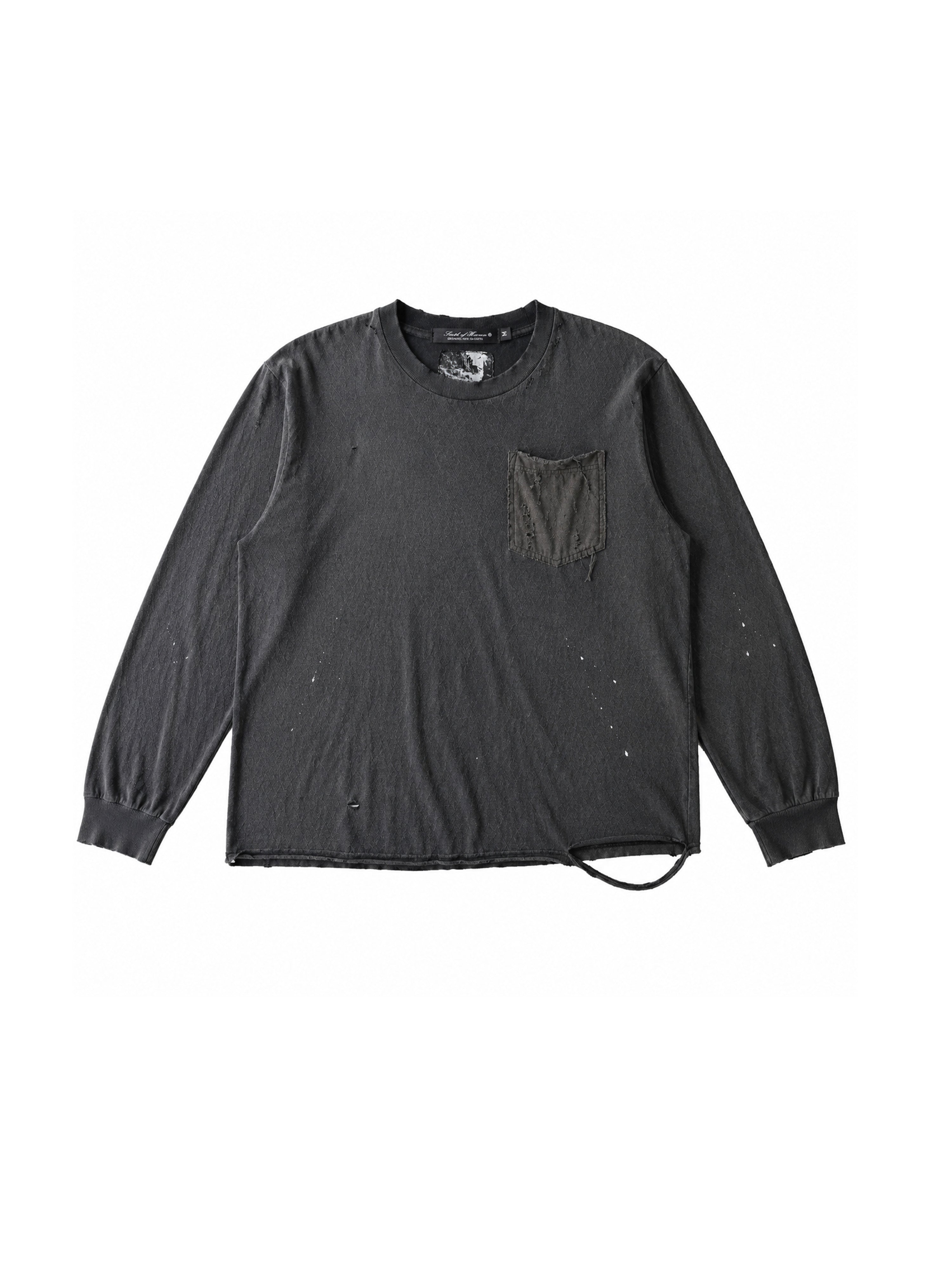DISTRESSED POCKET LONGSLEEVE - ANTHRACITE