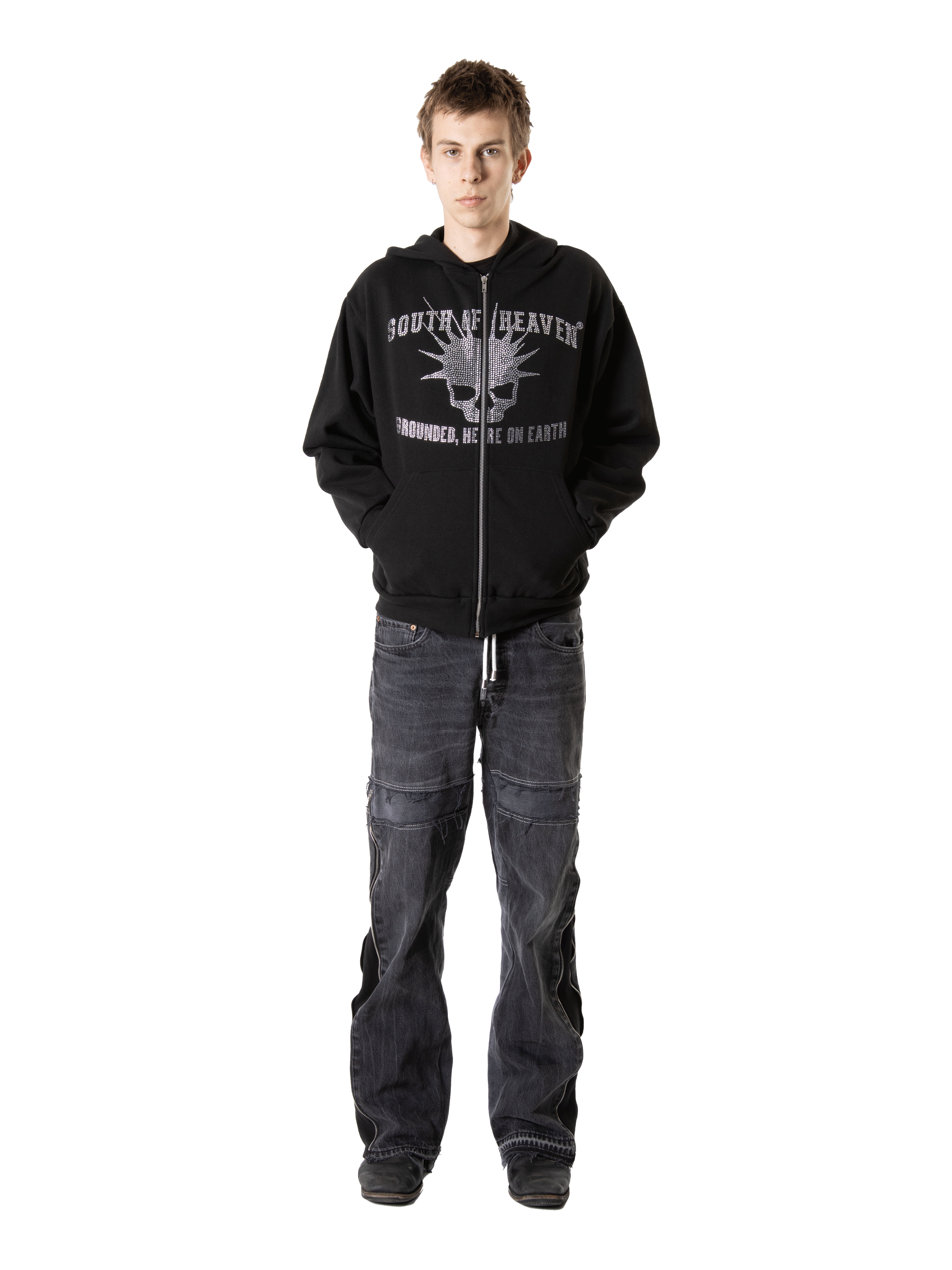 SKULLY - Heavyweight Rhinestone Zip-Up Hoodie