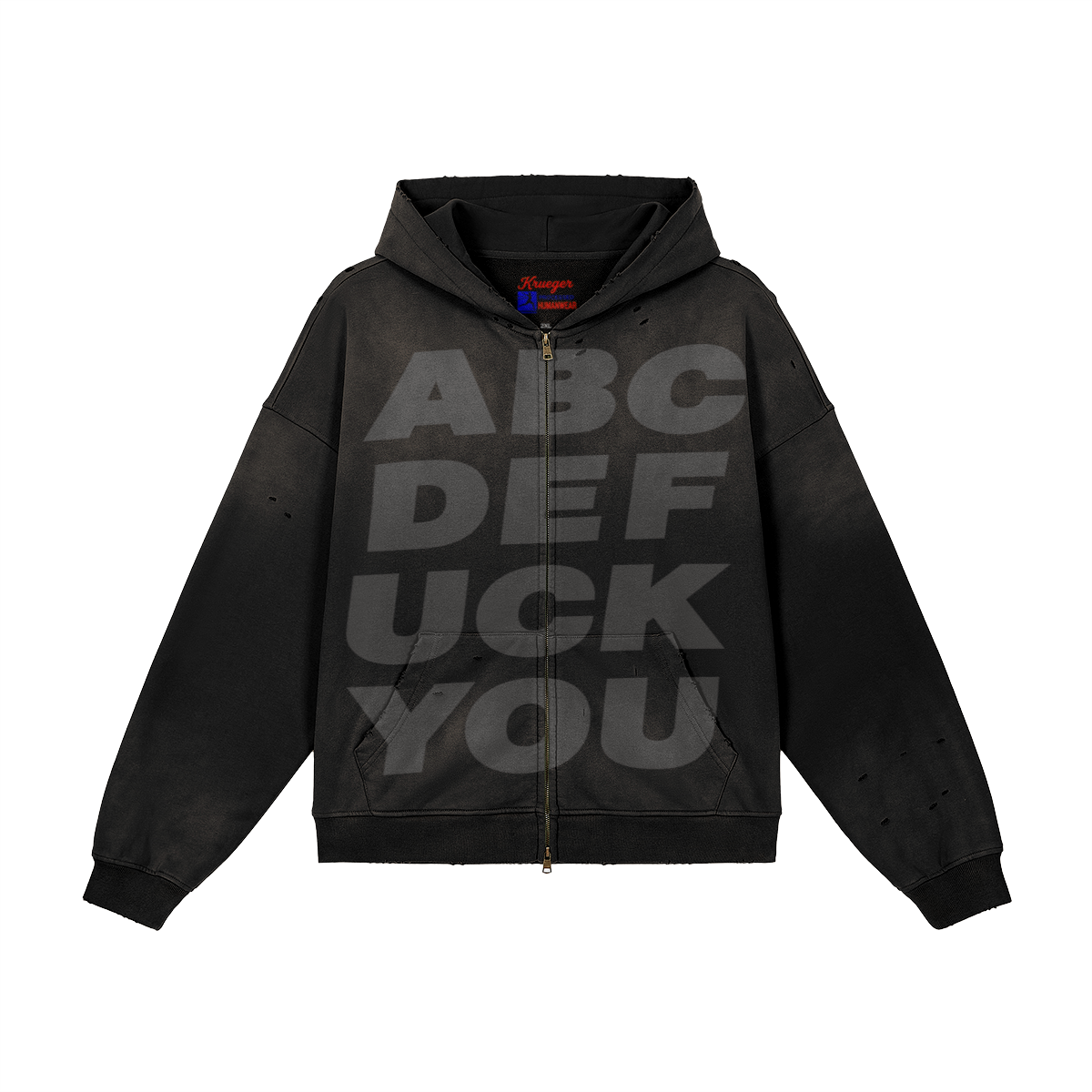 ABCD Zip Up, Distressed