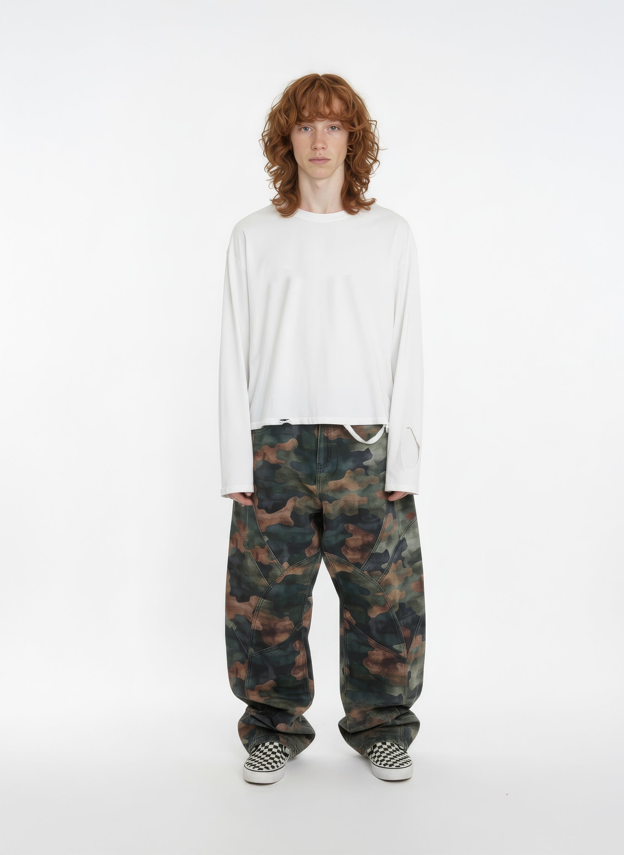 CAMO PANELED DENIM