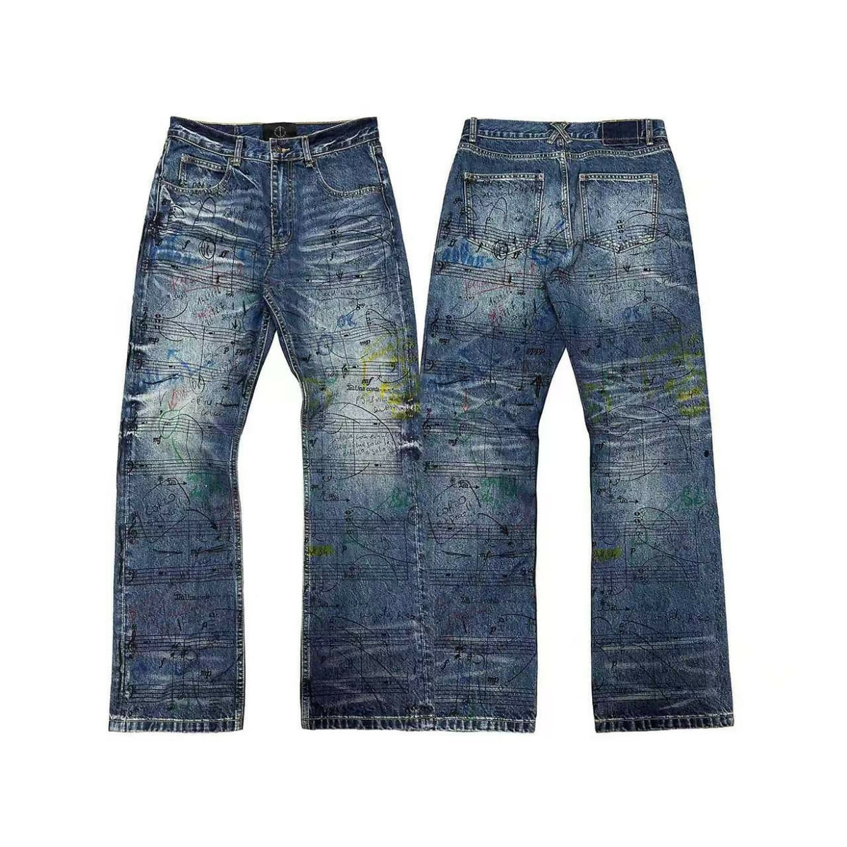 GRAFFITO STAFF NOTE WHISKER WASH JEANS