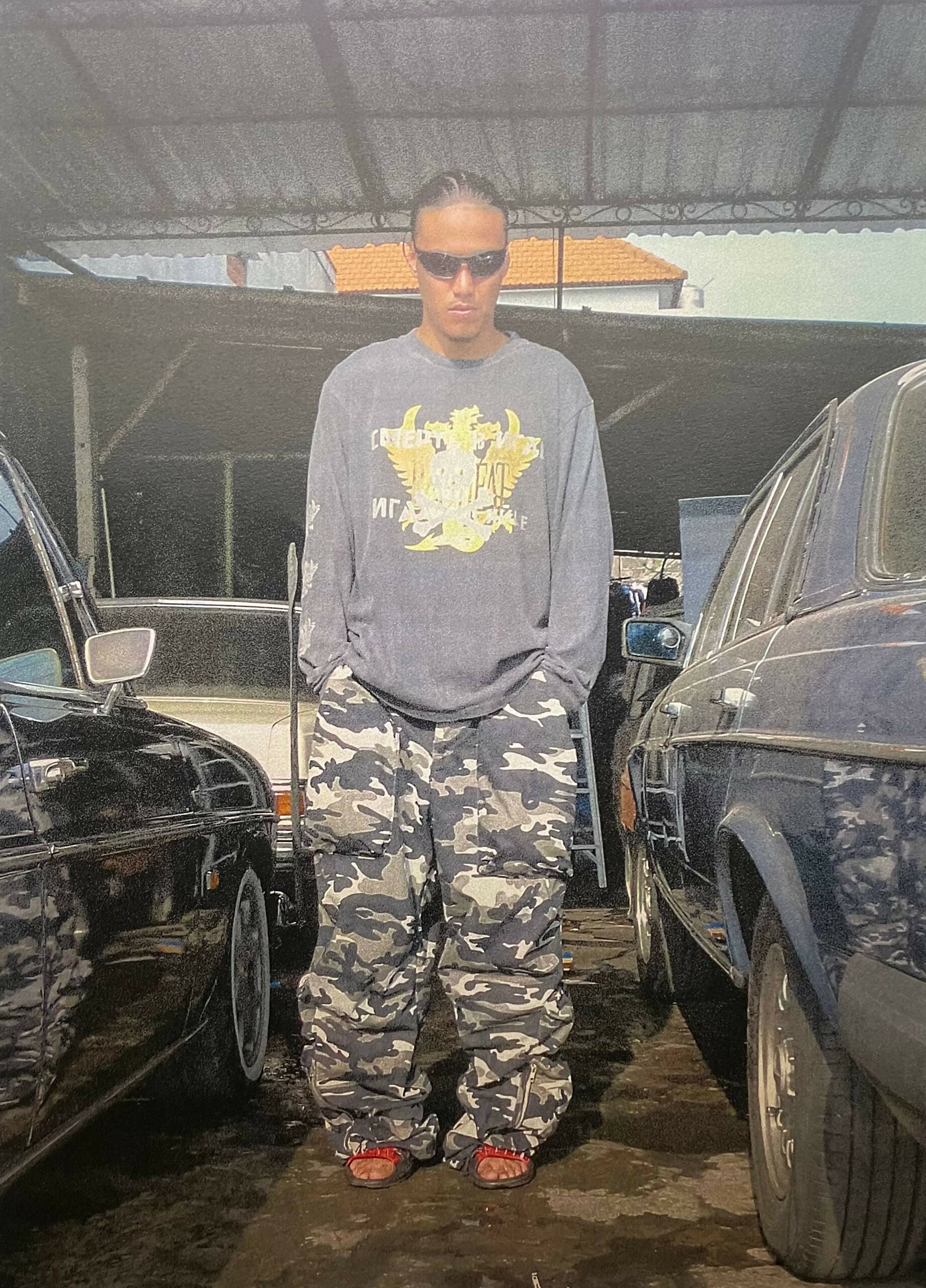 'Army' black white camo ripstop pants