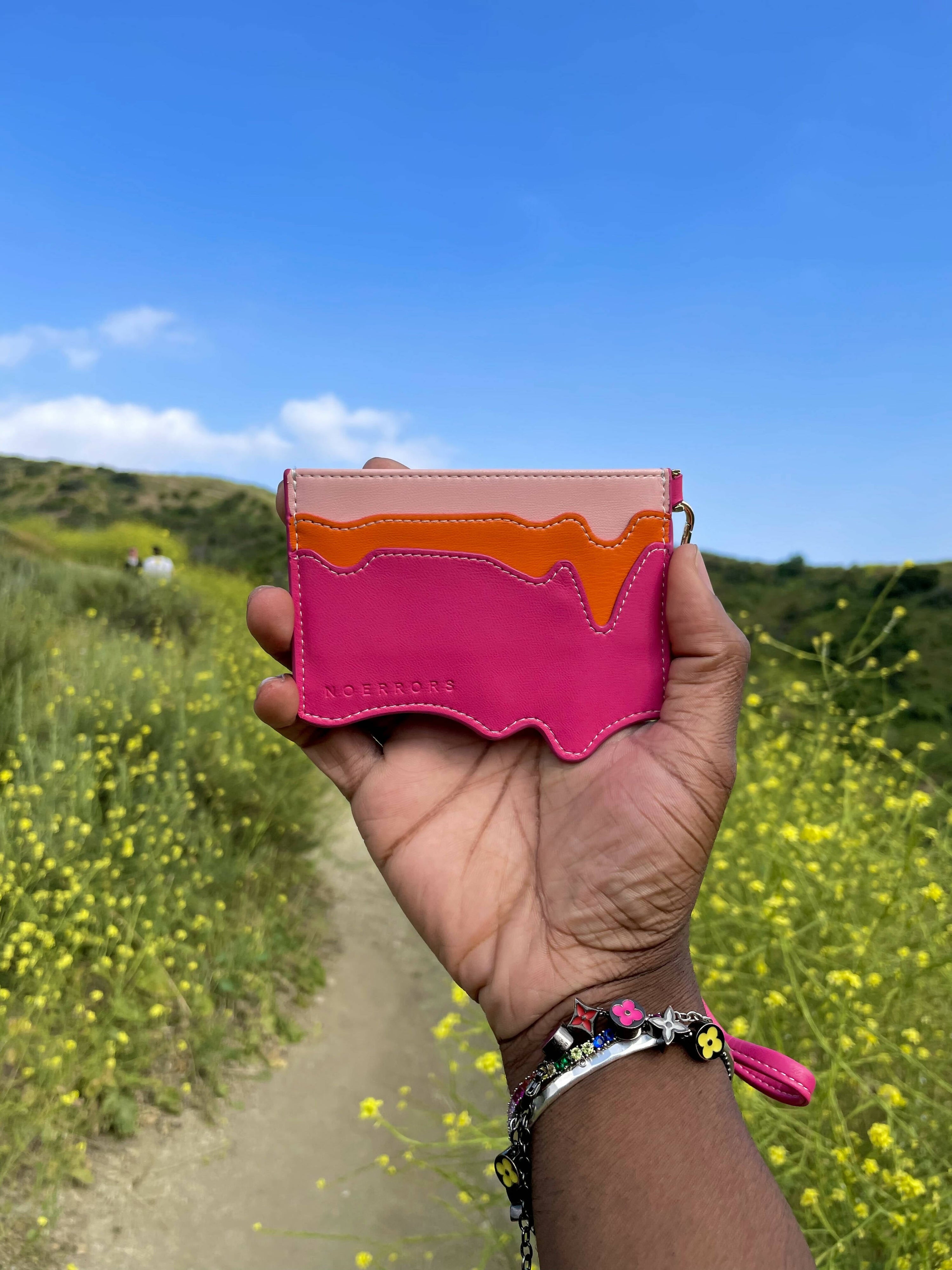 Pink melted card holder