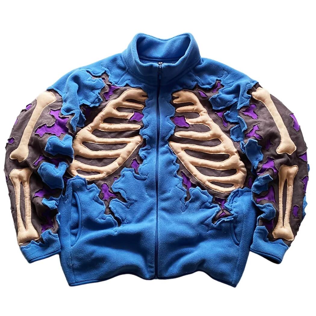 RE-WORKED CRACKY 3D PUFF SKELETON POLAR FLEECE (MADE BY ORDER)