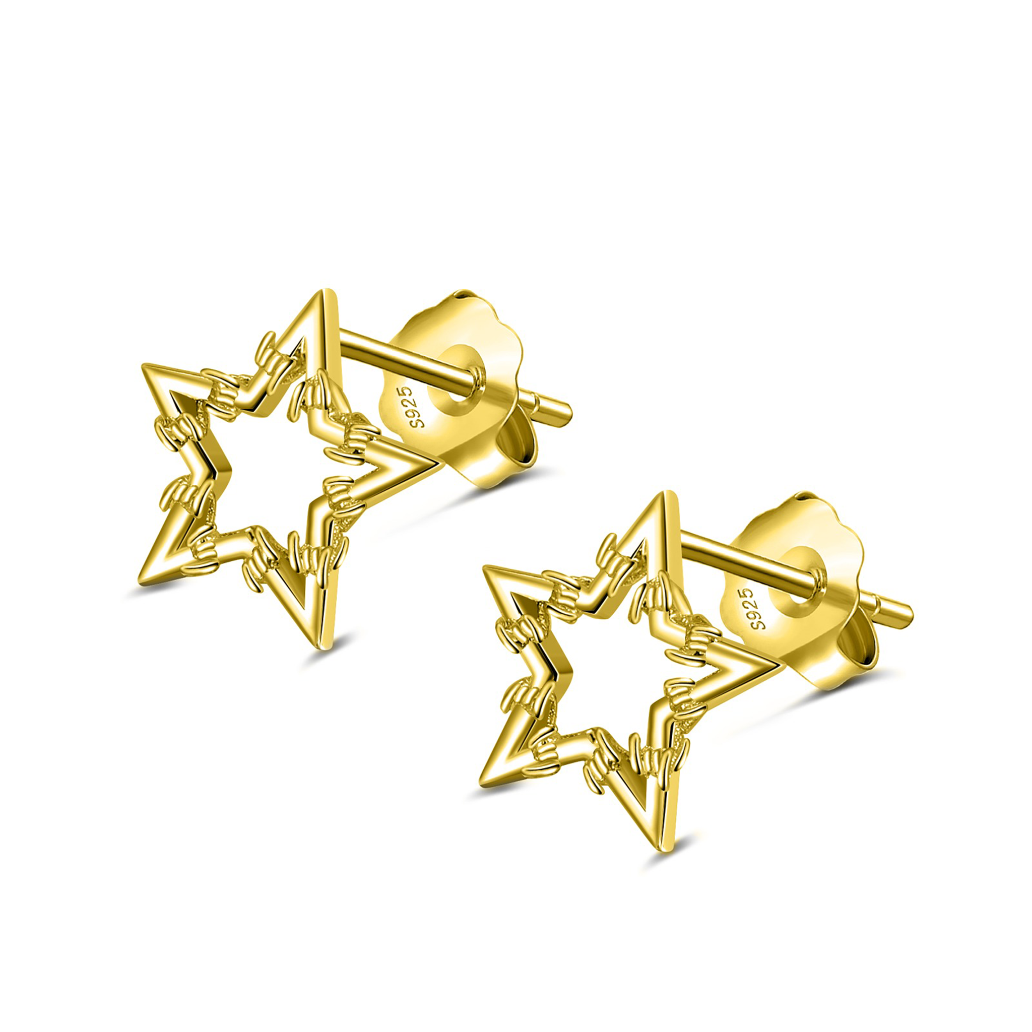 GOLD BARBWIRE STAR EARRINGS