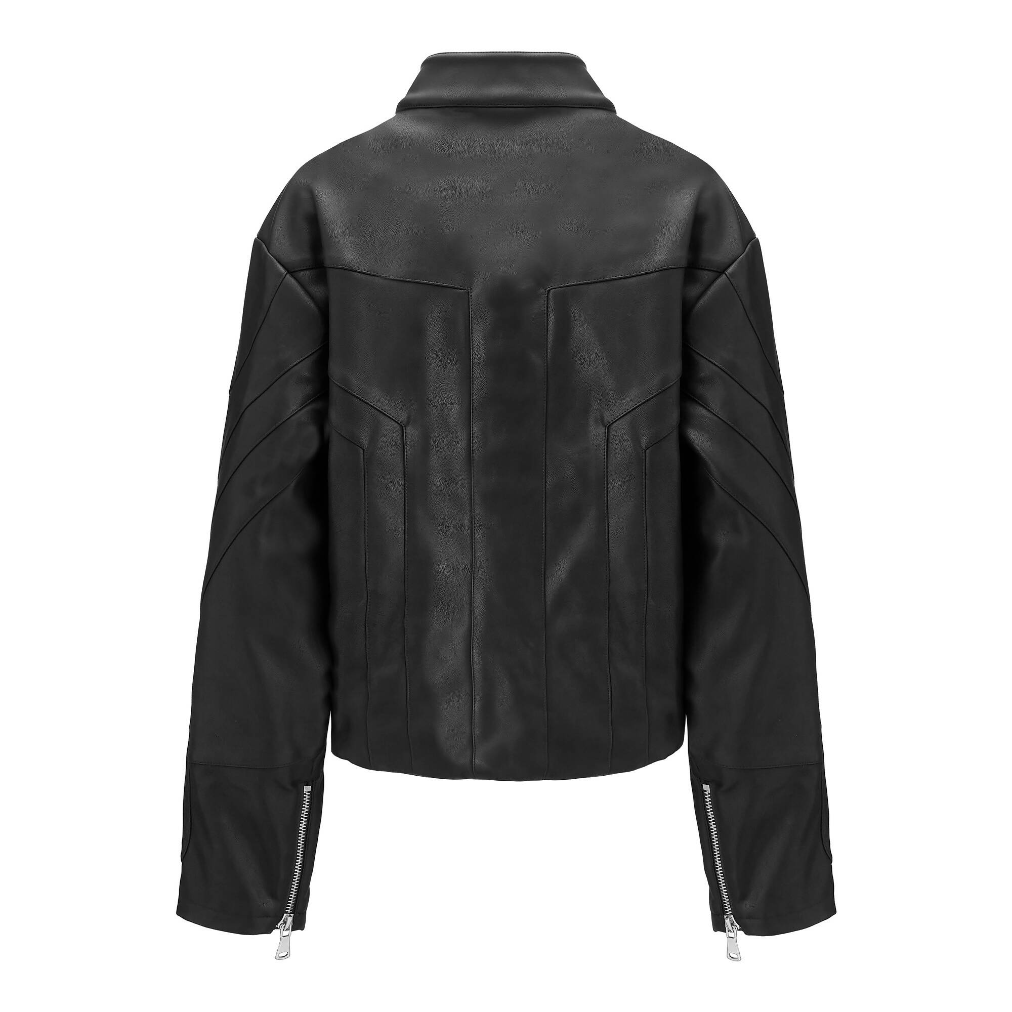 Leather Paneled Biker Jacket