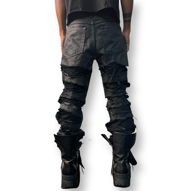 foshill studio destroyed waxed denim