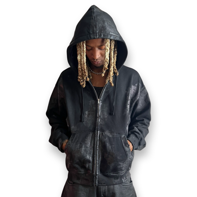 Melted Foil Zip-Up Hoodie