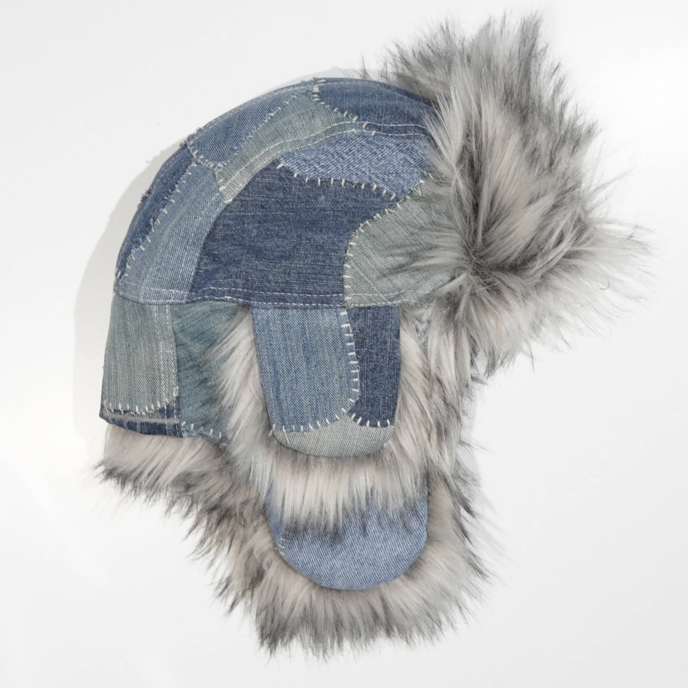 Hand-stitched Denim Trapper Hat
