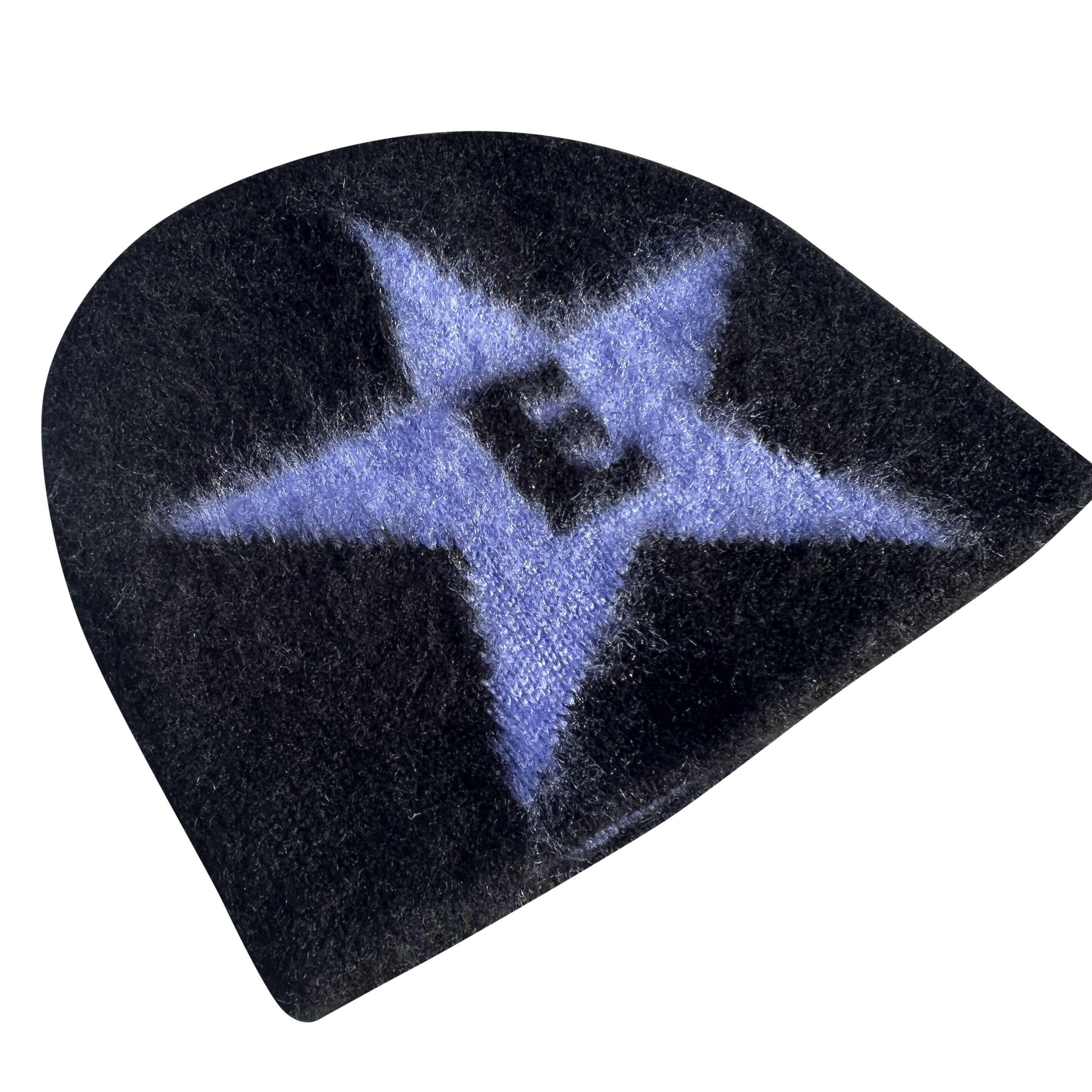 Mohair logo beanie (black/blue)