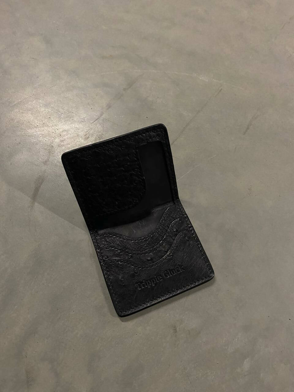 Black Ostrich Leather Wallet