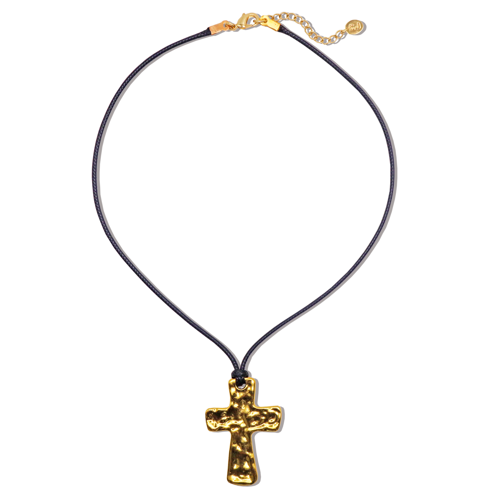 "Devon" Large Hammered Cross Necklace