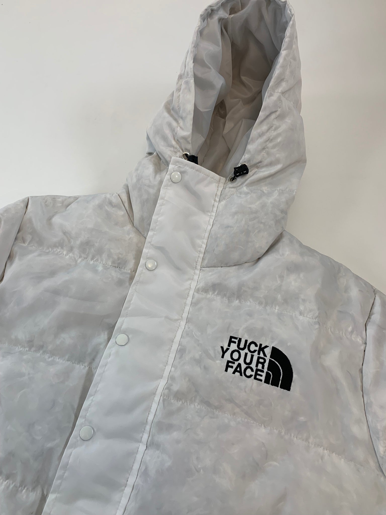 Fuck Your Face White Puffer Jacket