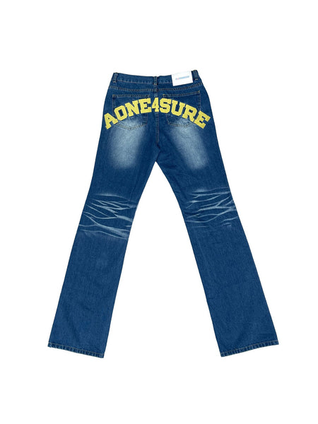AONE4SURE Embroidery Logo Blue Denim Jeans – Lowheads